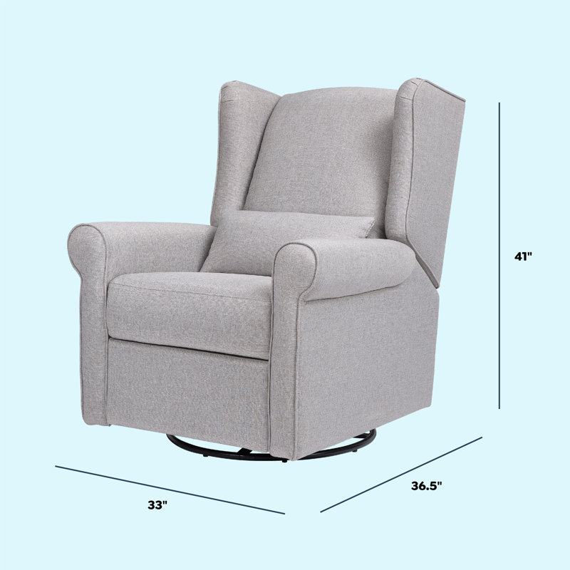 Misty Grey Swivel Recliner with Wingback Design