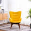 Chaise d'appoint en velours jaune avec sièges rembourrés tendance et élégants-1125582716