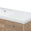 Meuble-lavabo de 60 po de style américain avec lavabo, tiroirs à fermeture en douceur, armoires à façade, quincaillerie argentée et 5 éléments de support en pin à portes contemporaines encastrées, pieds en métal