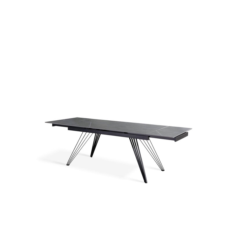 Laticia Extendable Metal Base Dining Table, Grey