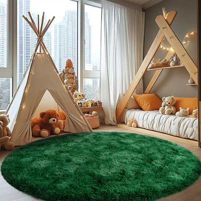 Solid Rug Soft Fluffy Green Indoor Area Rug for Living Room Bedroom Nursery Kids Room