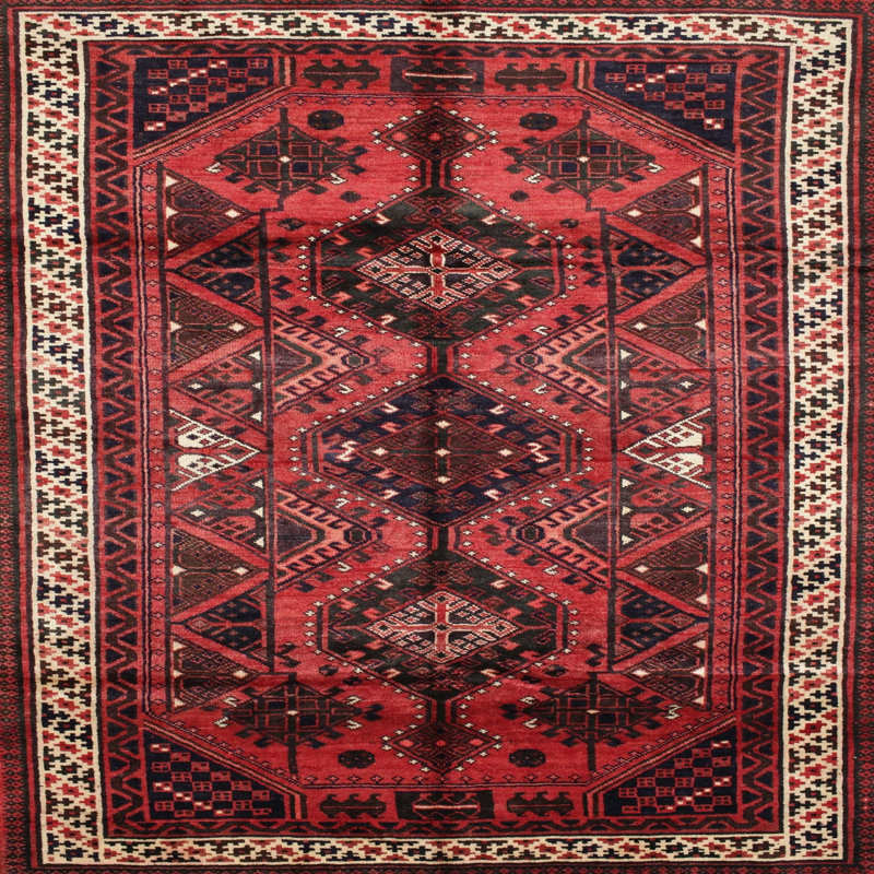 Tapis traditionnel rouge / brun, Carré 3 pi