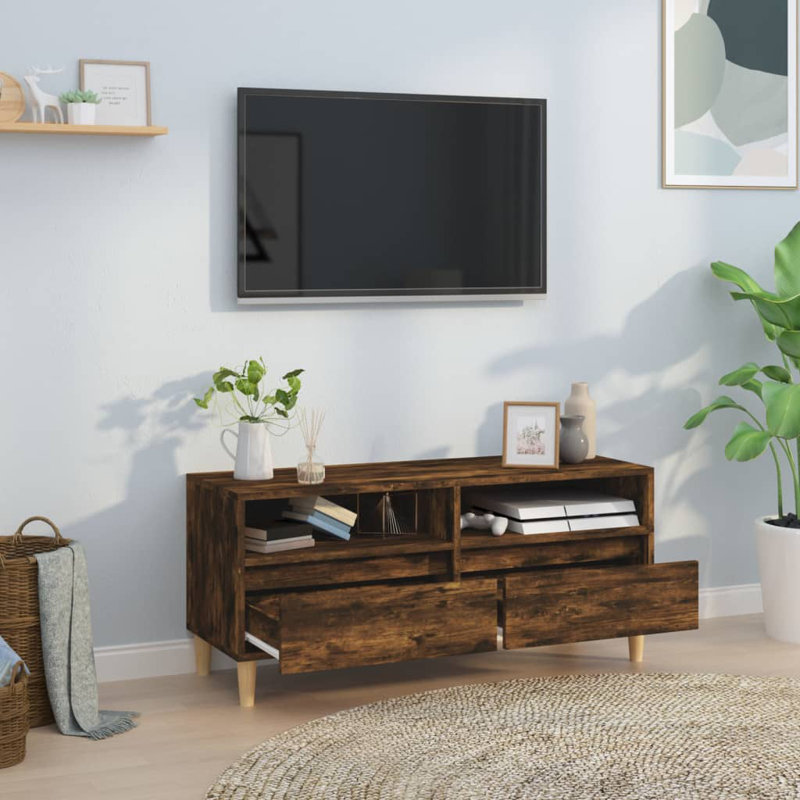 Howie TV Cabinet 100x34,5x44,5 cm Engineered Wood, Smoked Oak