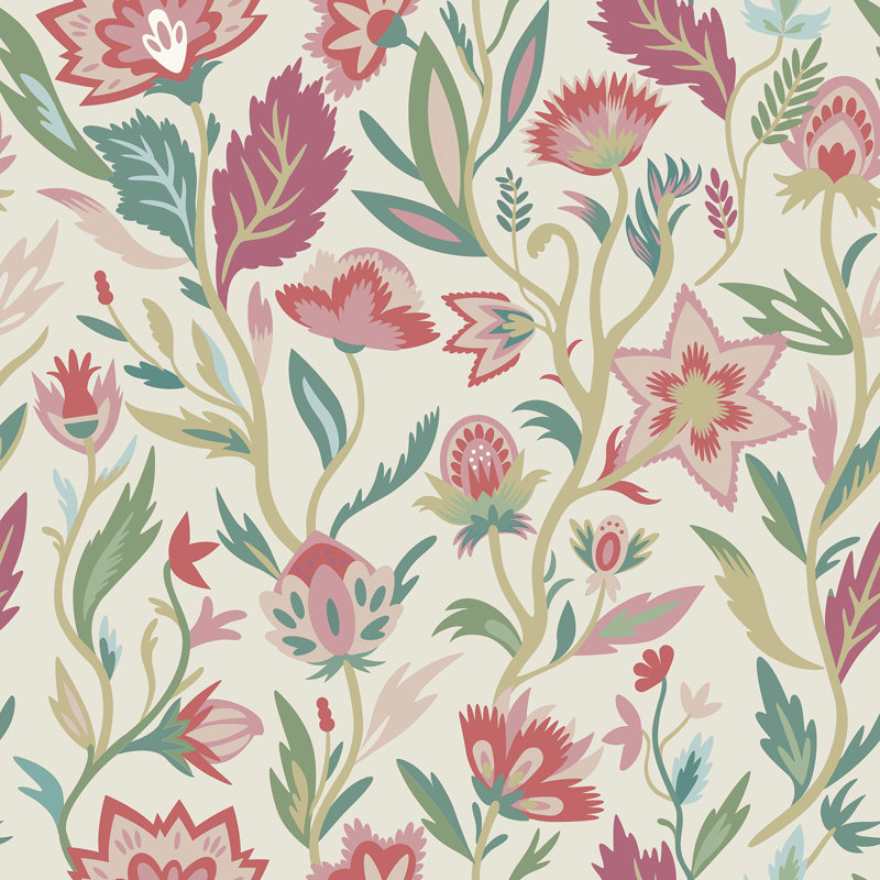 Mallory Vivid Floral Wallpaper, Pink