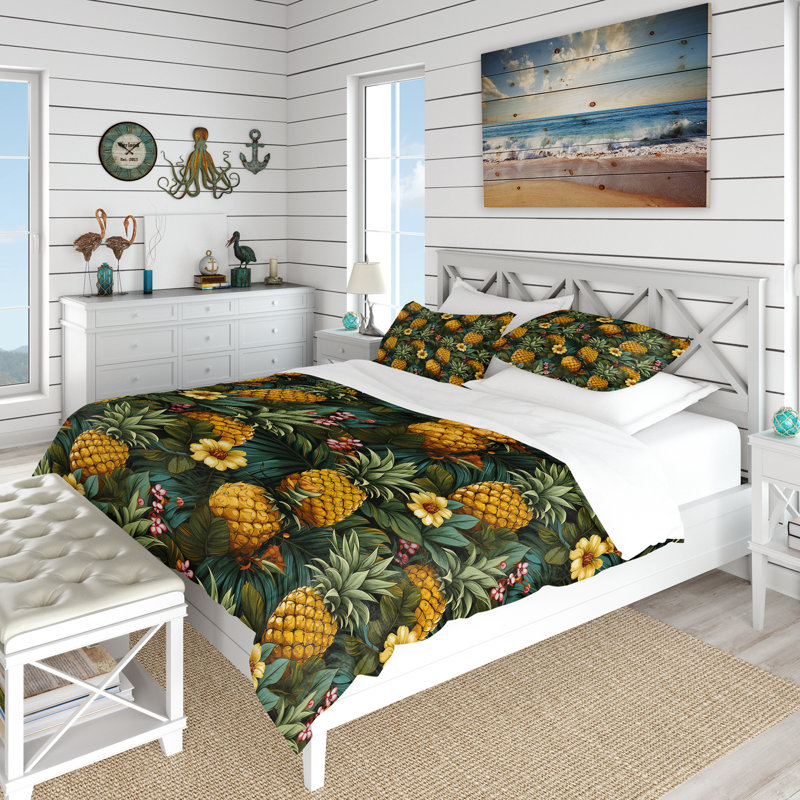 Ensemble de housse de couette Pineapple Delight, Housse de couette pour très grand lit et 2 très