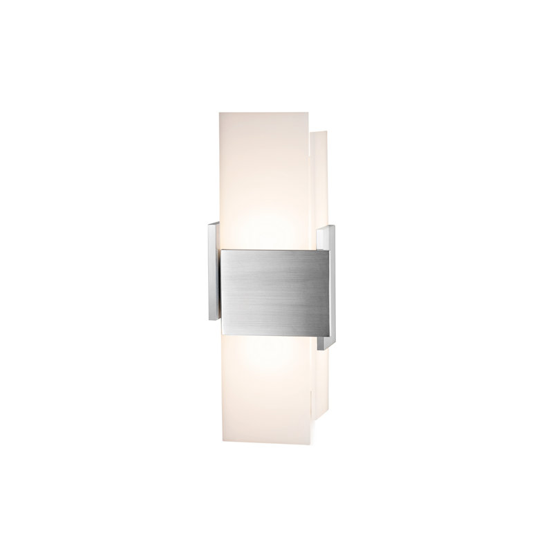 Solid Wood LED Flush Mounted Sconce, Brushed Aluminum, 3500K (Cool)