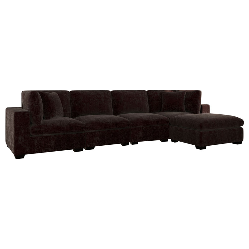 Trayce 5-piece Upholstered Modular Sectional Chocolate, Dark Chocolate Fabric
