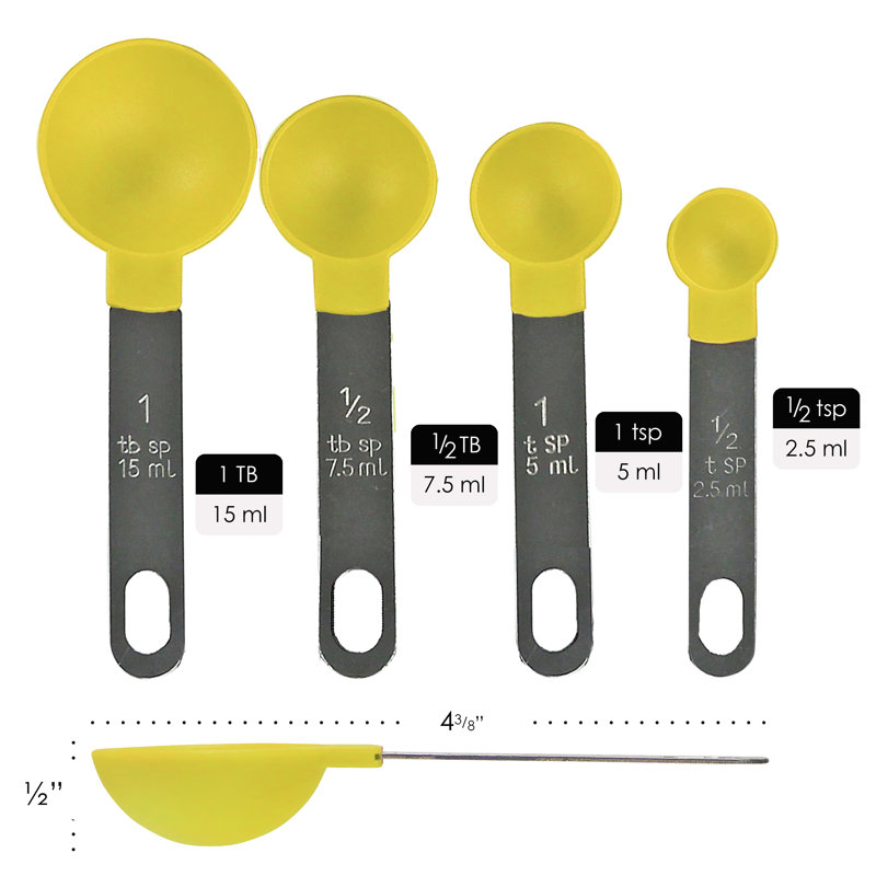Ensemble de 4 cuillères à mesurer 4 pièces, Citron