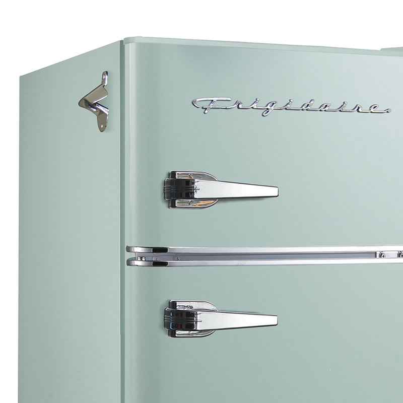 3.2-Cu Ft. 2-Door Retro Compact Bar Fridge With Freezer And Side Bottle Opener, Mint