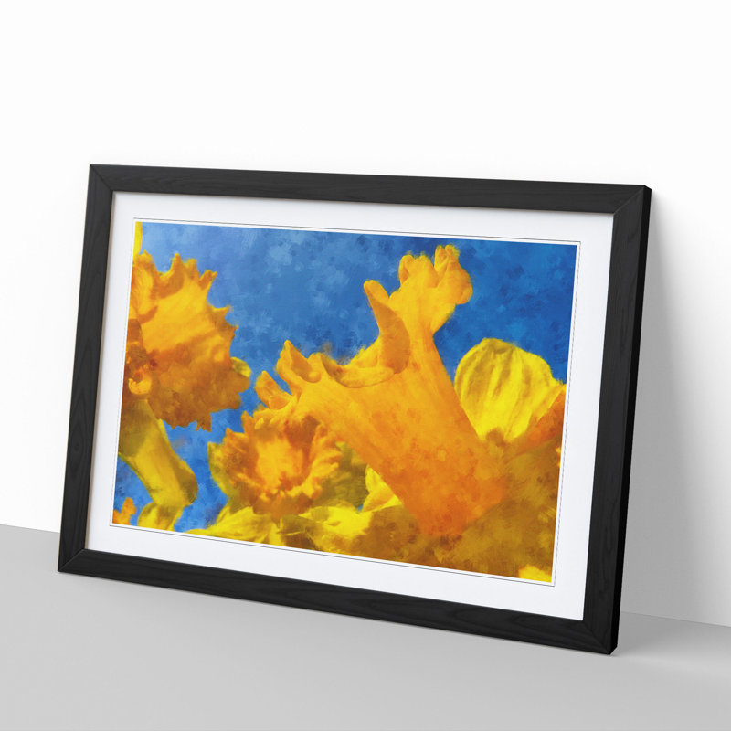 Yellow Daffodils - Picture Frame Graphic Art, 36cm H x 48cm W x 2cm D, Black Framed