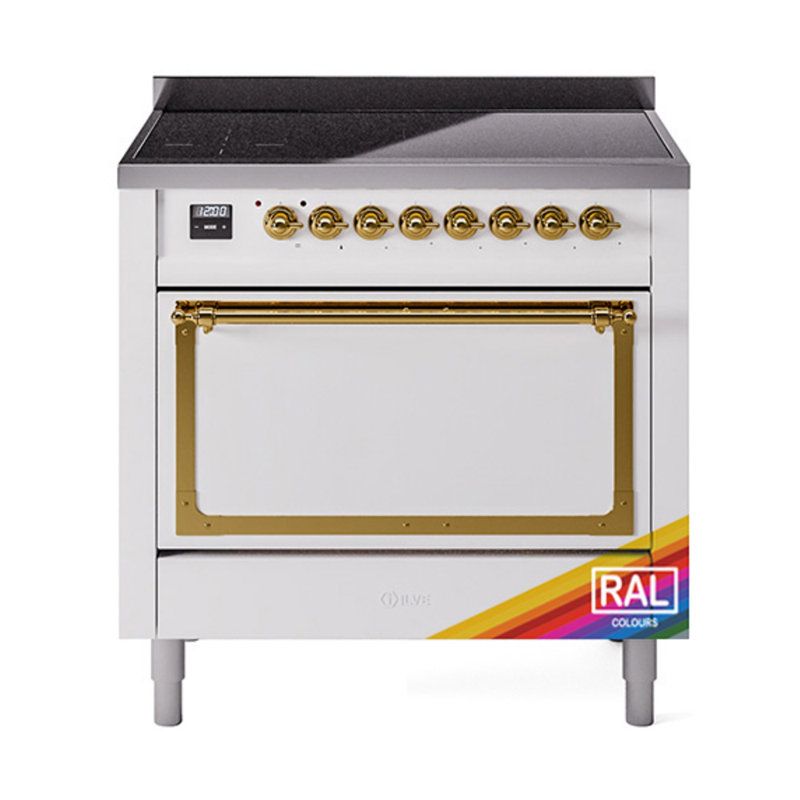 ILVE Nostalgie II Noblesse 36 inch Induction Range  (Solid Door, RAL), Brass