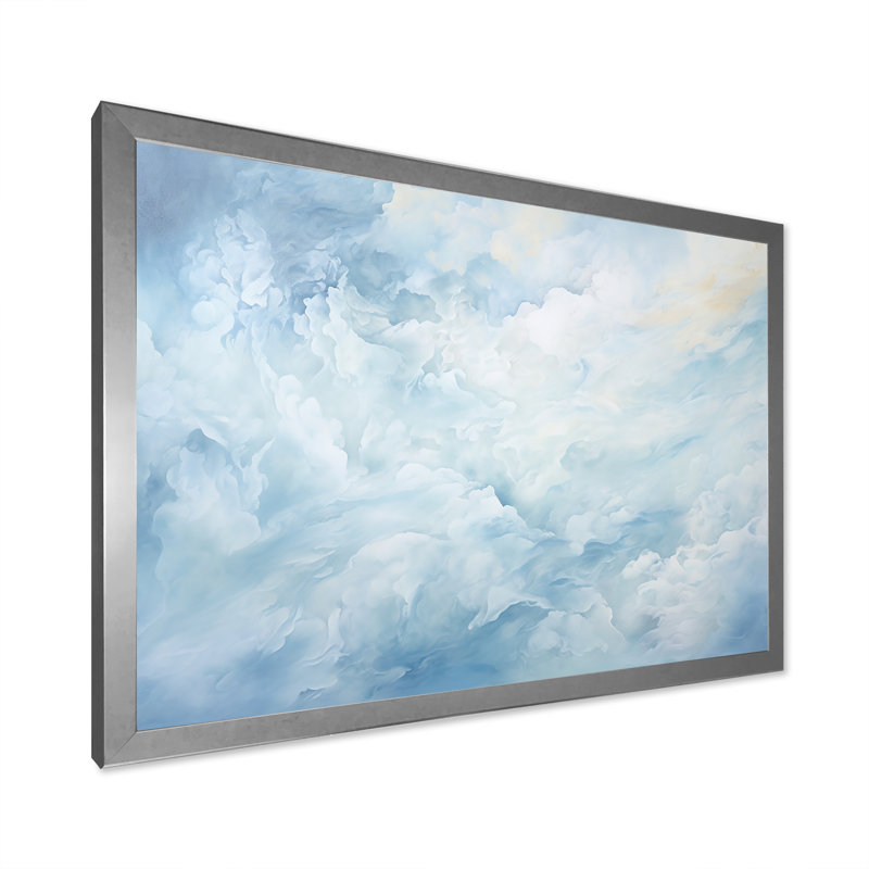 Nuage charme liquide V - impressions sur toile de nuages, H 12 po x l 20 po x P 1 po, Cadre simple argenté