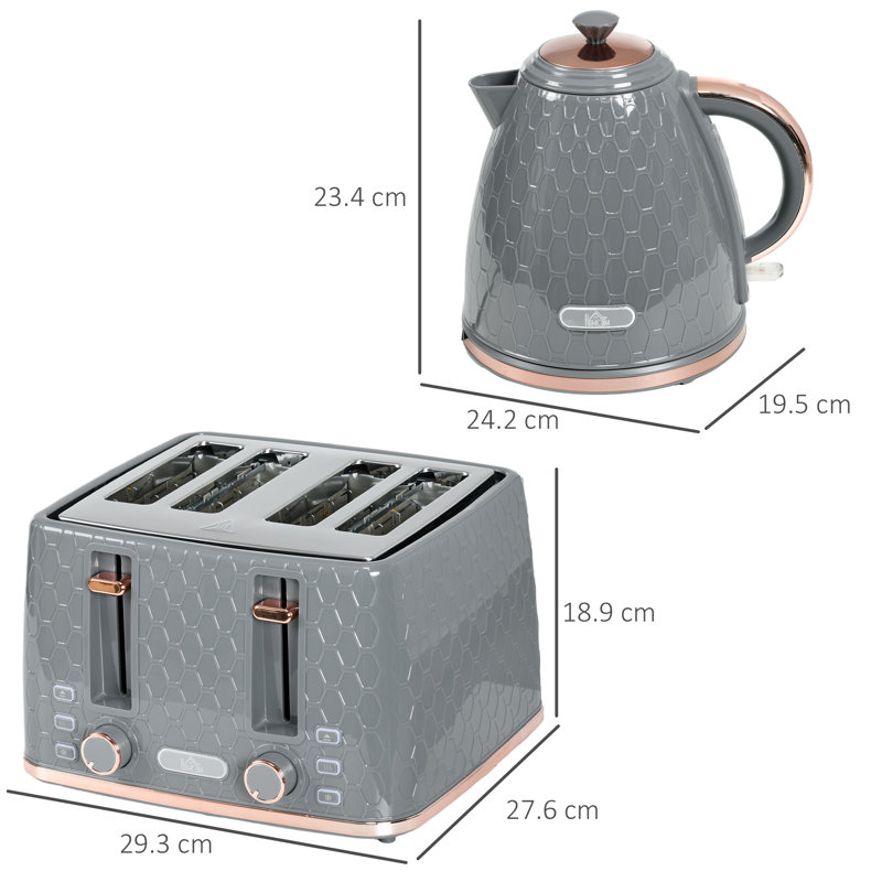 Kettle and Toaster Set, Grey