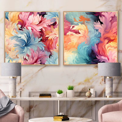Lilas - Ensemble de 2 collages carrés abstraits