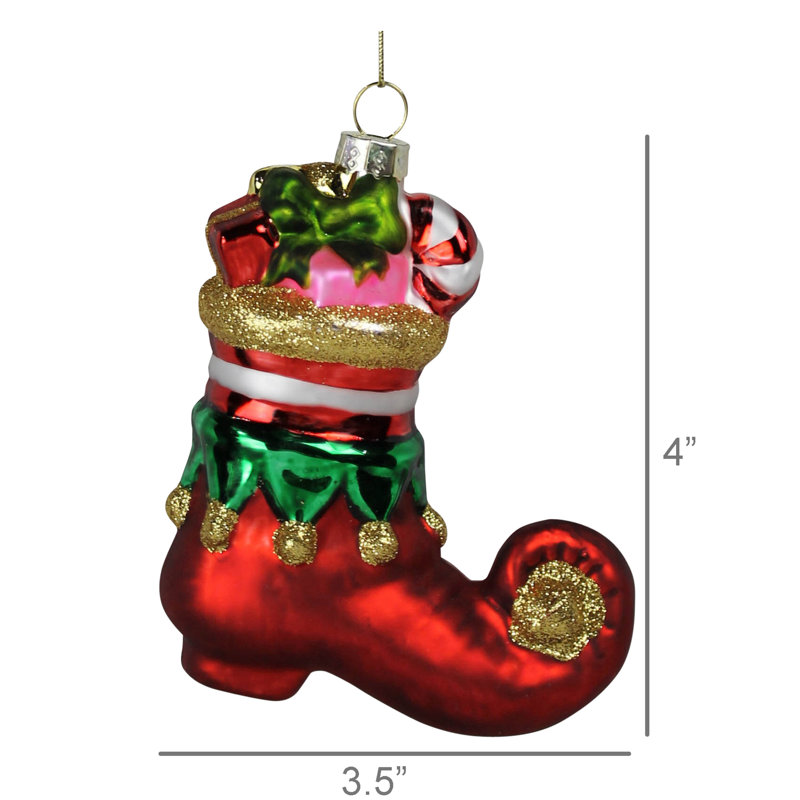 Ornement en forme de botte d'elfe, verre