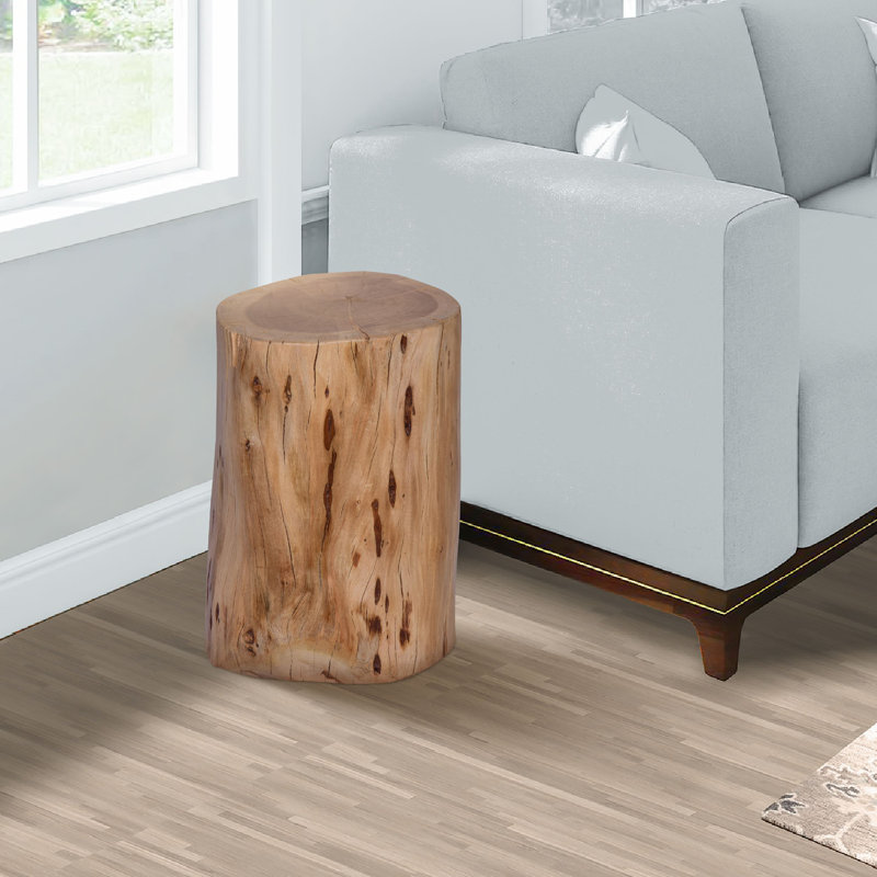 Table de bout avec tabouret d'appoint 17 pouces, bûche en bois d'acacia Live Edge
