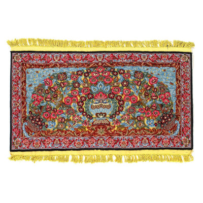 Fine Hand Knotted Persian Silk & wool Metallic Thread Persian Souf Isfahan Rug 1'9"x 3'3"