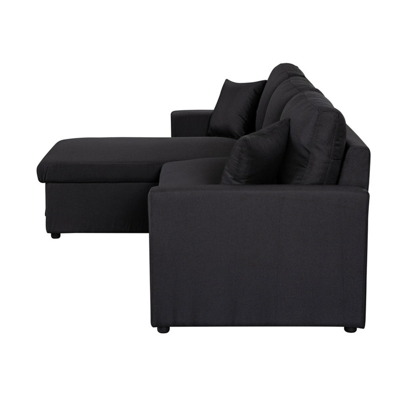 Canapé-lit modulaire réversible en tissu de lin 82 po avec méridienne de rangement
