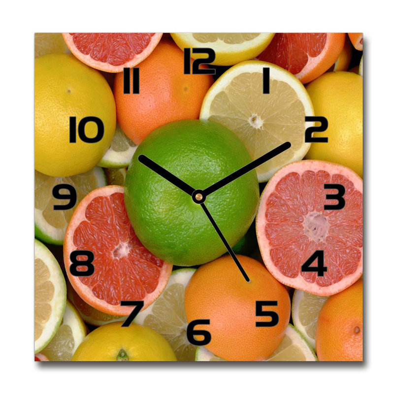 Glass Wall Clock, Black/Pink/Orange/Yellow