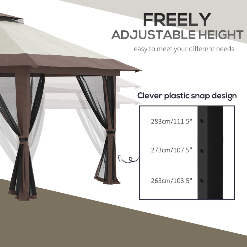 Beige and Brown Pop Up Canopy Gazebo Tent with Netting