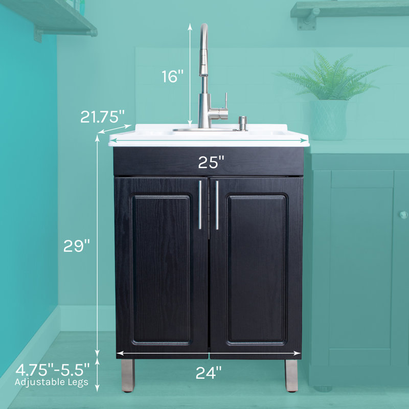 Hameeda 25" W Single Laundry Room Vanity Set, Stainless Steel