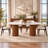  71" Oval Sintered Stone Dining Table with Brown Fluted Solid Wood Pedestals,  Modern Farmhouse Kitchen Table for 6 Persons, White Faux Marble Look Tabletop-1403364815-1575870213-1545476821
