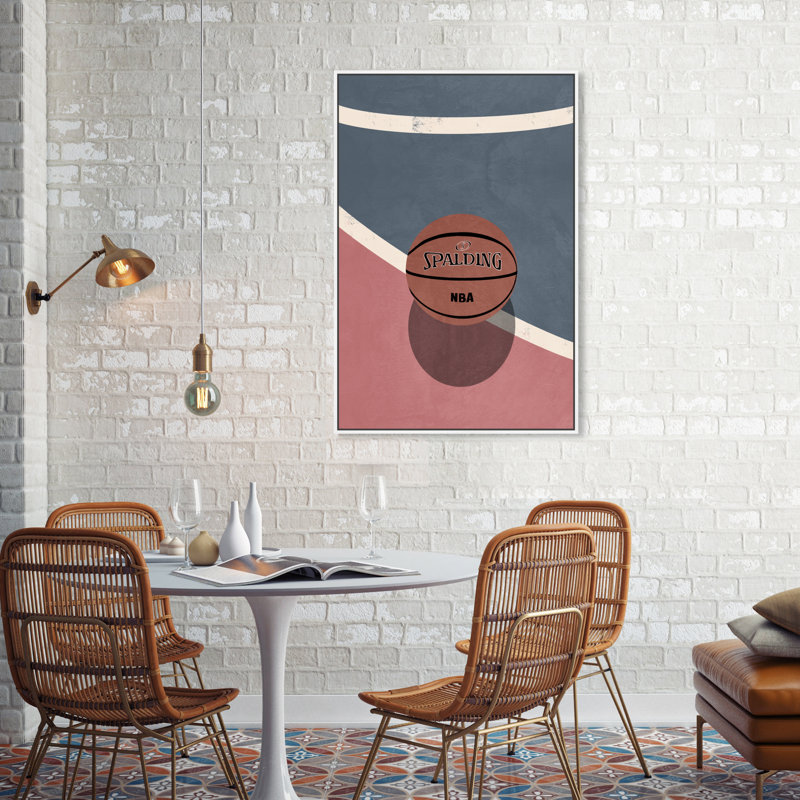 Zone de basketball - Peinture sur toile, H 36 po x l 24 po, Toile blanche encadrée