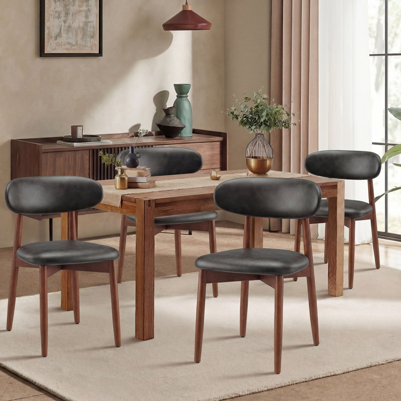 Chaise d'appoint rembourrée en bois massif, L - Noir