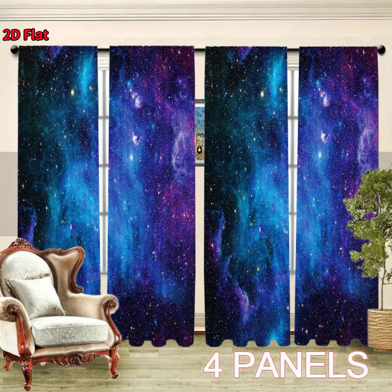 4 pièces Galactic Nebula Starry Sky Galaxy, 52 pouces * 84 pouces * 4 pièces