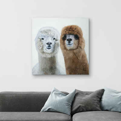 Two lamas - 32"x32" art on canvas