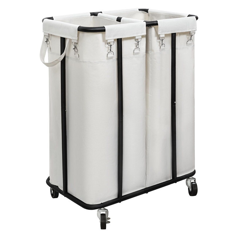 Laundry Hamper with Wheels 170L Rolling Laundry Basket Organizer Laundry Cart with Steel Frame, (Beige), Beige