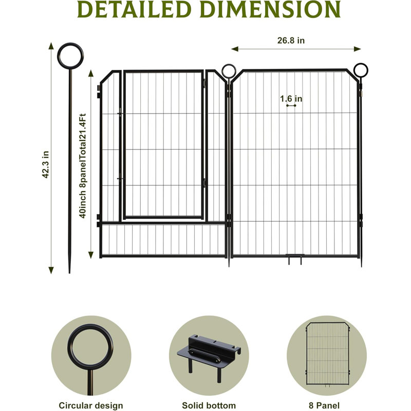 Panel Steel Pet Barrier With Door, 100.33cm H x 67.95cm W