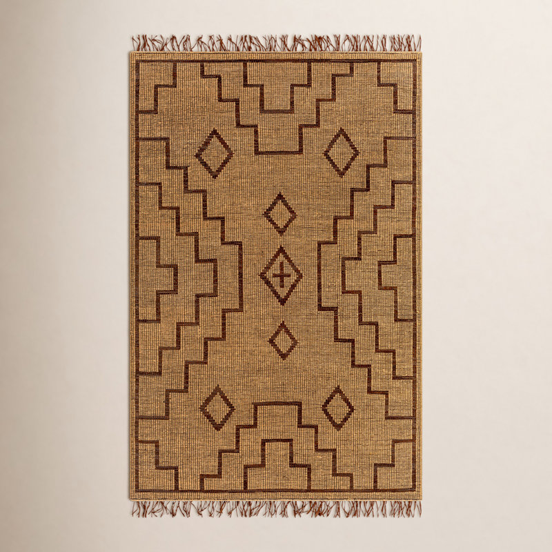 Southwestern Area Rug in Tan, Rectangle 5' x 7'6"