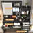 Makeup Vanity With Lights In 3 Colors & Openable Mirror, Vanity Desk With 4 Drawers & 1 Cabinets & Shelves, Vanity Table Rattan Vanity Dresser, For Bedroom-482725554