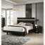 Ensemble de chambre à coucher grand lit 3 pièces noir moderne avec dessous de lit à DEL, bordure acrylique | Bois d'ingénierie, métal | Lits standard