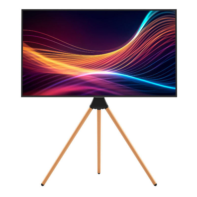 Freestanding Tripod TV Stand for TVs Up To 65" (Light Wood)