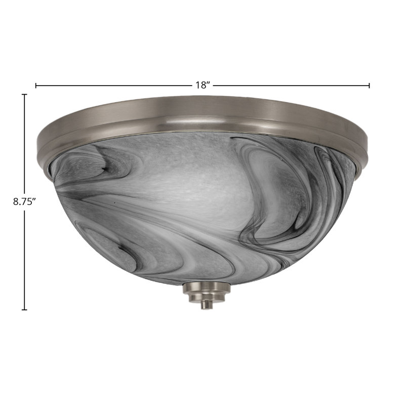 Plafonnier encastré, montré avec verre tourbillon onyx, Nickel brossé, H 8,75 po x l 8,75 po x P 18 po