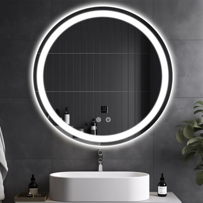 Lukehart Round LED Lighted Anti-Fog Wall Mirror 