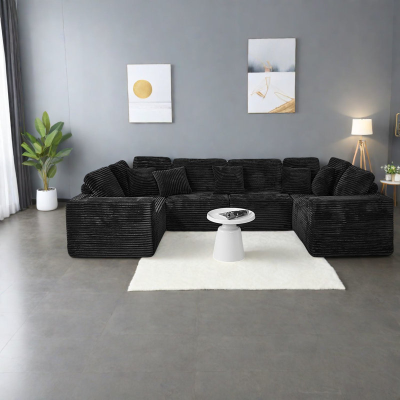 Canapés modulaires confortables en polyester noir avec un design moderne pour la maison