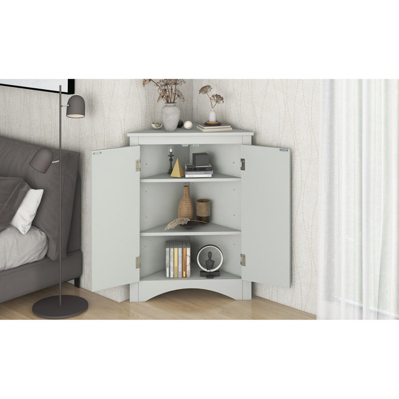 Grey Triangle Storage Cabinet With Adjustable Shelves - For Garage And Basement Modern For Home Organization