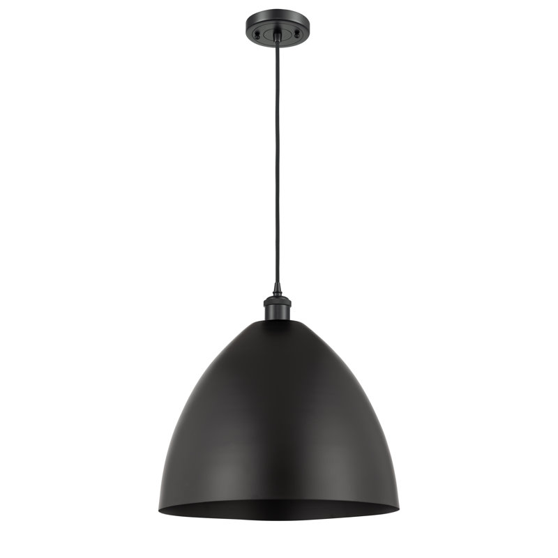 Luminaire suspendu conique 1 lumière, H 18,75 po x l 16 po x P 16 po, Noir, Noir
