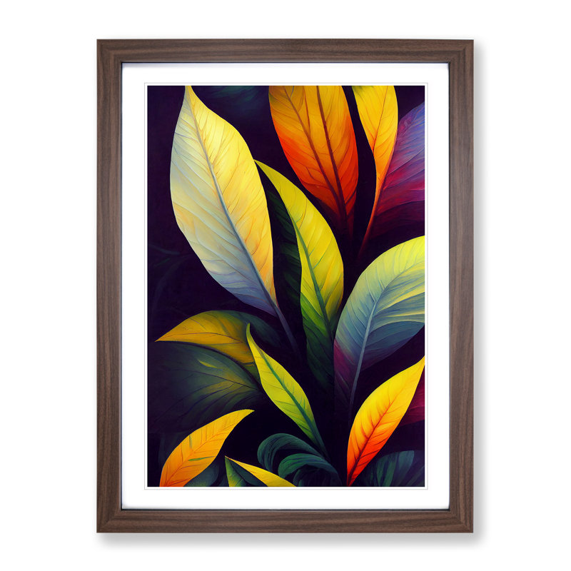 Leaves - Framed Print, 64cm H x 46cm W x 2cm D, Walnut
