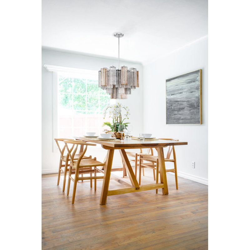 Arras Dimmable Tiered Chandelier, Gray/Yellow, Polished Chrome, 14.25" H x 22" W x 22" D