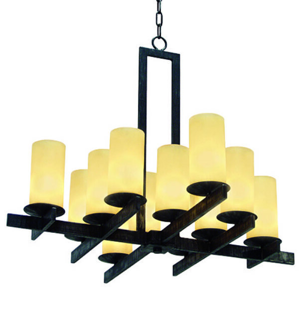 Dante 12 - Light Chandelier, Blackwash, Taupe Faille