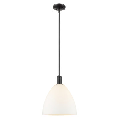 Arcadia - Bristol - 1 Light 12" Stem Hung Mini Pendant - Matte Black Finish - Matte White Shade
