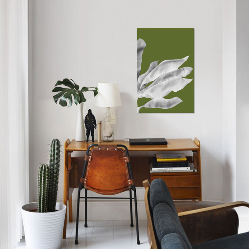 « banane leaves v », impression sur toile, H 12 po x l 8 po x P 0,75 po, Toile tendue, Pas de tapis