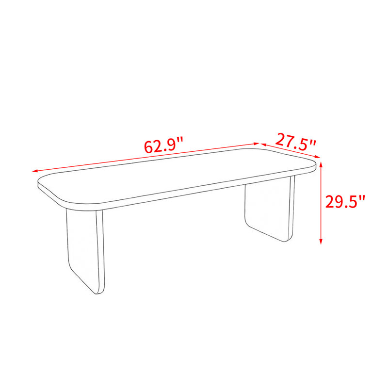 Modern simple solid wood dining table, 29.5"H x 62.9"L x 27.5"W