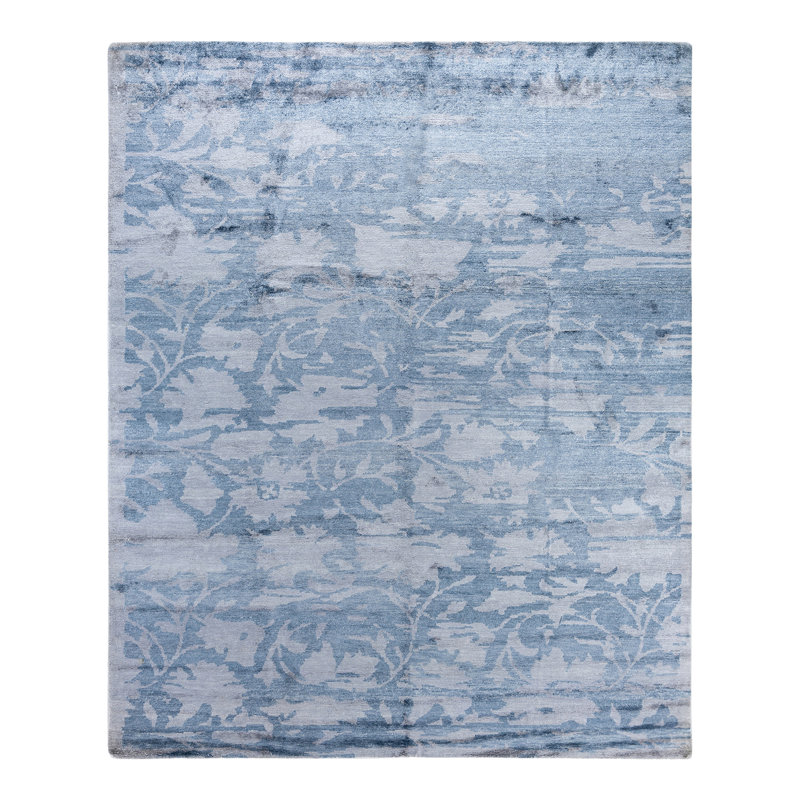 Tapis moderne noué à la main de conception unique - gris, 8 pi 2 po x 9 pi 10 po Modern