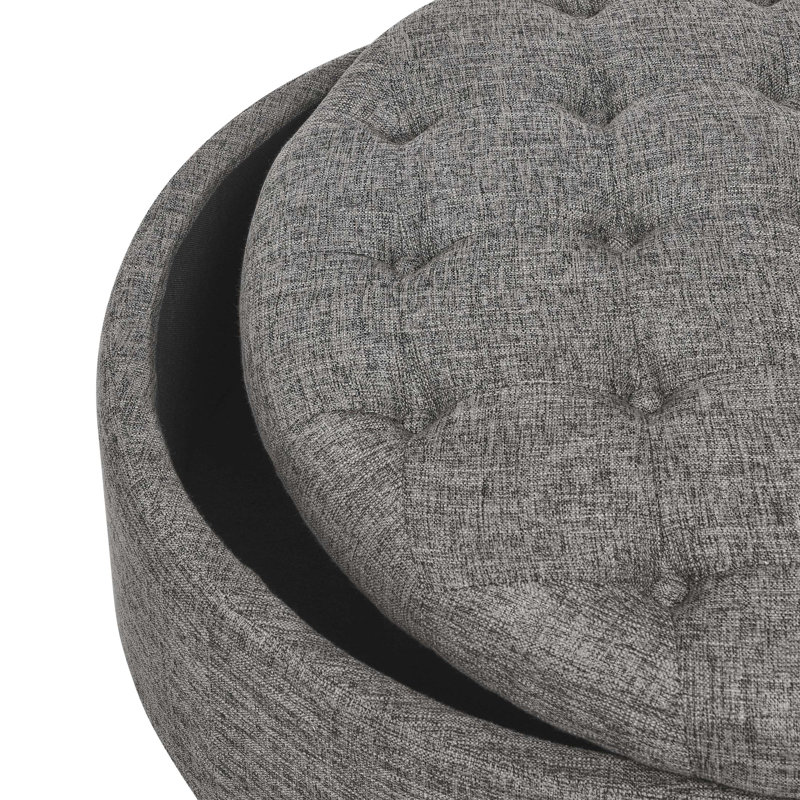 Repose-pieds capitonné avec rangement en lin durable, idéal pour organiser et rehausser la décoration intérieure, Gris foncé