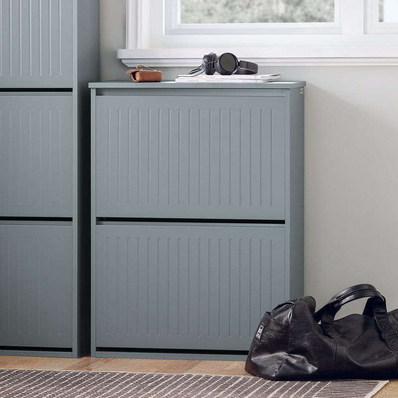 Shoe Storage Cabinet, Grey/Brown/Blue, 2